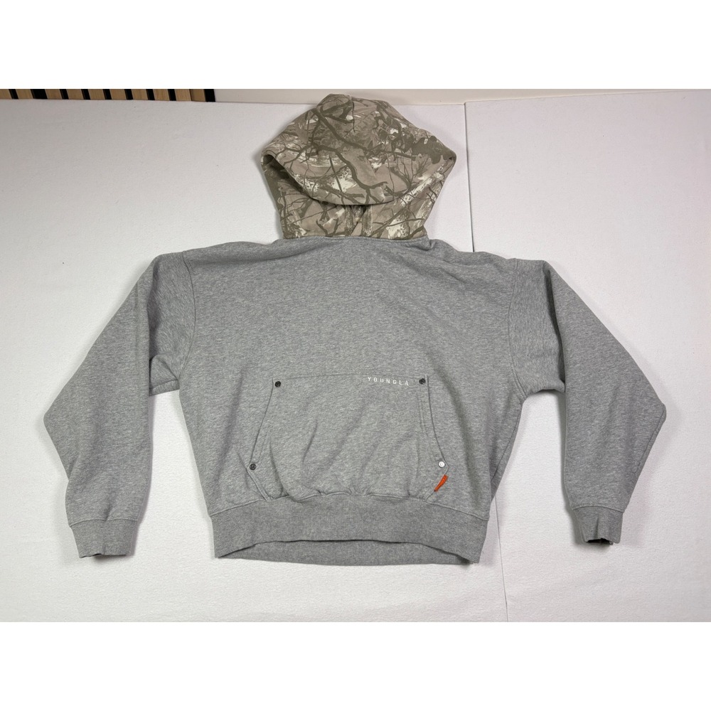 YoungLA 589B Men Heather Gray Camo Hooded Pullover Sweatshirt Hoodie Small S
